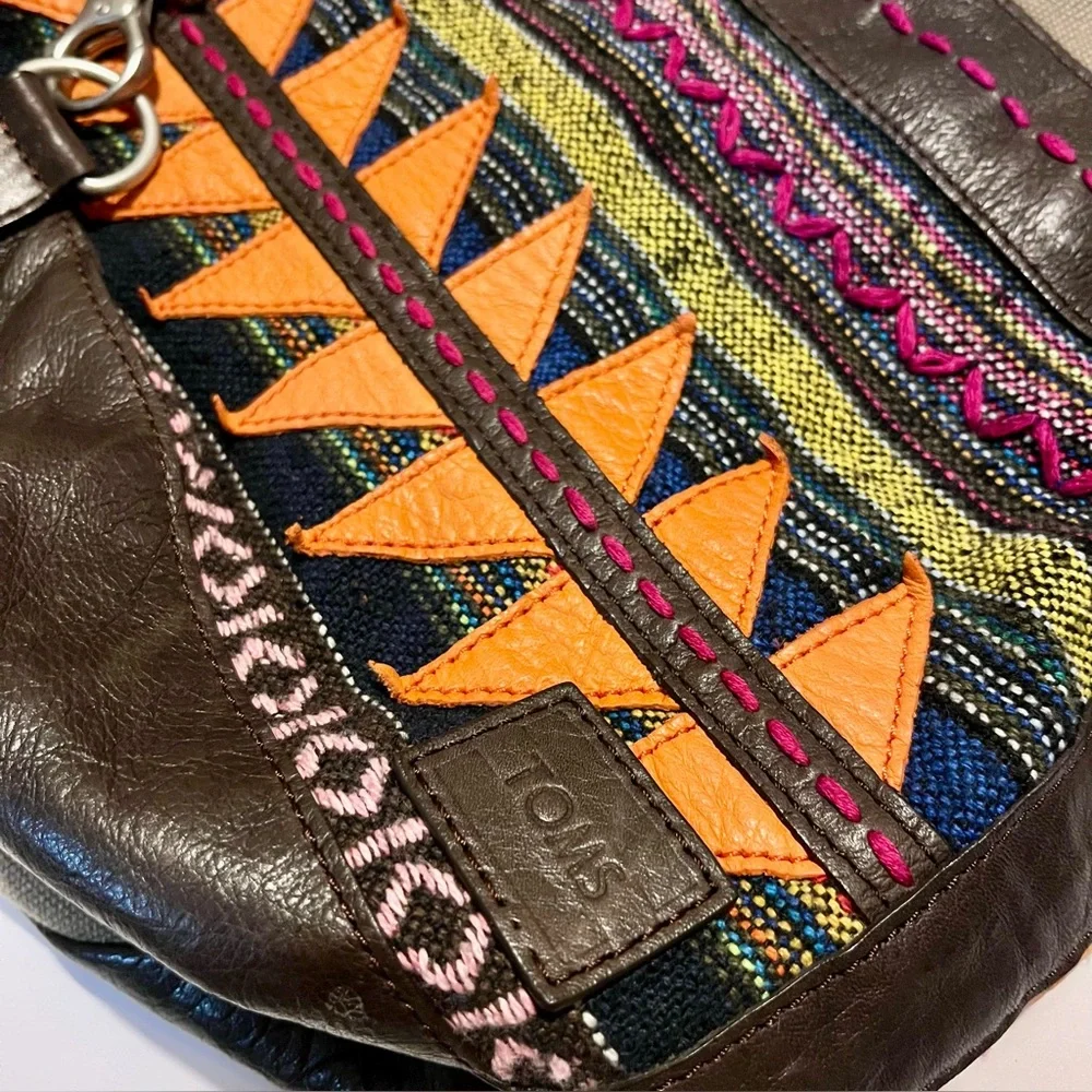 Toms Brown and Orange BOHO Patterned Bucket Bag